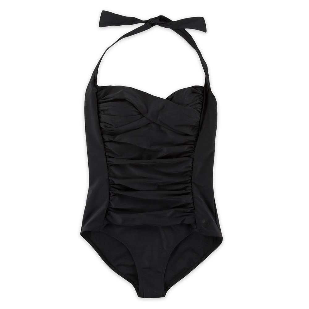 Disney Black Halter Ruched One Piece Swimsuit